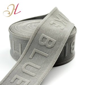 Shantou elástico fabricante personalizado gran oferta 35mm Jacquard en relieve tejido Logo 3D en relieve banda elástica - Product Image 5