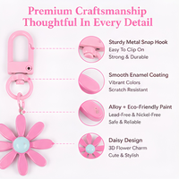 Porte-clés fleur marguerite couleur pastel, mousqueton métallique à ressort, joli breloque florale pour sac, pendentif décoratif pour sac à dos femme et fille