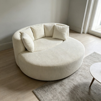 Ensemble de fauteuils poufs transfrontaliers en velours côtelé avec repose-pieds intégré et canapé rembourré en éponge pour petits appartements