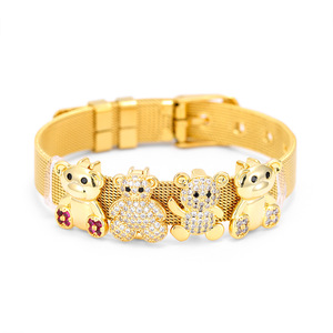Bracelet de montre en laiton doré fait à la main avec initiales en forme de bulles, 26 lettres anglaises, pour femmes et hommes, bijoux personnalisés tendance - Product Image 3