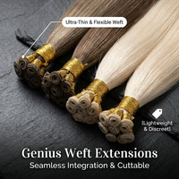 Extensiones de Cabello Humano Virgen 100% SDD Super Double Drawn Genius Weft, Ultra Finas e Invisibles, al por Mayor