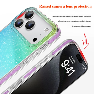 Funda Holográfica con Efecto Blue-ray IMD para <span class=keywords><strong>iPhone</strong></span> 17 16 15 Pro Max, Cubierta con Degradado de Estrellas y Brillo, Superficie Lisa - Product Image 4
