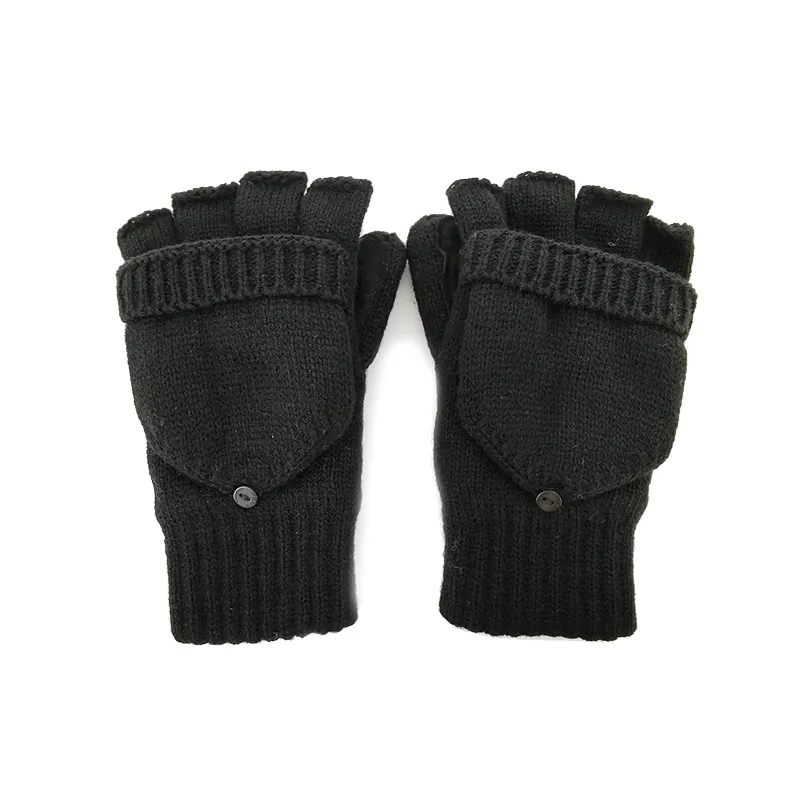 Mitaines d'hiver pour hommes, doublure en thinsulate, mitaines tricotées pour ordinateur, gants chauds