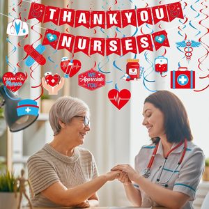 Dankeschön-Krankenschwester Banner und Hängewirbel-Set, Hängewirbel-Banner für die Wochen der Krankenschwestern, Krankenschwester-Tag-Dekoration, Arzt- und Medizin-Themenparty - Product Image 3