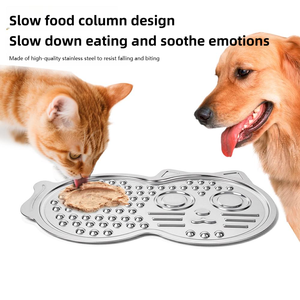 Großhandel neues Design tragbare Edelstahl Haustier lecken Matte Anti-Rutsch-Saugnapf umwelt freundliche Slow Feeder Hund/Katze trocken & nass - Product Image 2