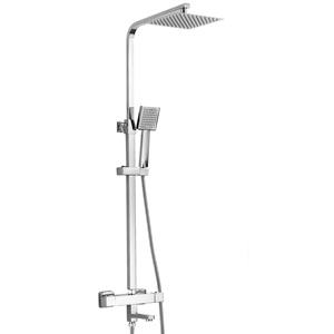 Ensemble de douche thermostatique carré 3 en 1 avec mitigeur inverseur pour <span class=keywords><strong>baignoire</strong></span> de salle de bain à 3 fonctions avec tête de pulvérisation réglable - Product Image 1