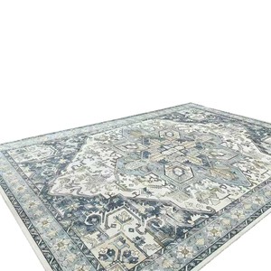 Tapis de salon de style classique européen, motif ethnique vintage, peinture abstraite rayée, design à couverture intégrale, antidérapant et durable - Product Image 5