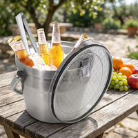 Seau à glace isotherme en acier inoxydable à double paroi avec logo personnalisé, 4,2 L et 7,2 L, pour le camping en plein air, les bars, le refroidissement du vin et de la bière