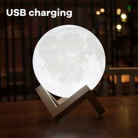 Lampe Lune Tactile Rechargeable à Intensité Variable, 15 cm, 16 Couleurs, Impression 3D, Télécommandée, Cadeau pour Enfants, Vente en Gros