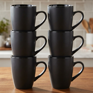 Ensemble de tasses à café en céramique grès noir mat, gravées au laser, personnalisées sur mesure, robustes et modernes, pour fêtes, compatibles lave-vaisselle - Product Image 3