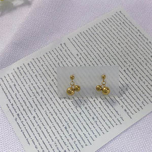 Pendientes de Moda de Acero Inoxidable 316L, Chapados en Oro de 14k y 18k, Pendientes Finos con Forma de Cereza para Mujer - Product Image 5