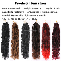Extensions Synthétiques de Cheveux Ondulés au Crochet de 18 Pouces pour Tresses Passion Twist Douces et Confortables