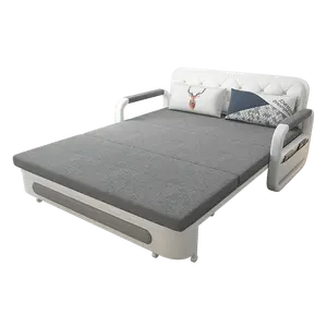 Il divano letto di vendita caldo può essere piegato multifunzionale push and pull storage tessuto doppio economico mobili in legno massello per interni