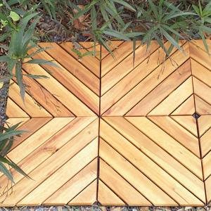 Baldosas de Madera de Acacia Modernas Encajables, 300x300 mm, 12 mm de Grosor, 8 Listones, Diagonales, Impermeables, para Interiores/Exteriores del Hogar - Product Image 3