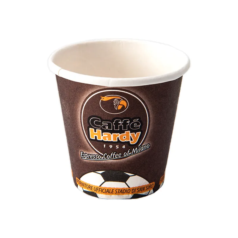 コーヒーティーアイスクリーム用のプラスチック製の蓋とスプーンが付いたラッキータイムパックカスタマイズされた印刷された紙コップ