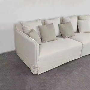 Juego de Sofás de Tela de Lino Premium, Estilo Rústico, Muebles para Sala de Estar, Sofá de Piso Acolchado Suave y Duradero con Diseño de Lazo Lateral para Hotel - Product Image 3