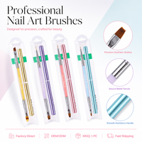 Pinceaux à double tête durables pour nail art, 4 pièces, couleur macaron, poils en nylon, pour gel, construction, détails fins, peinture, outils de manucure