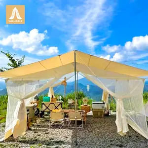 Kanopi tenda pantai lipat portabel, tenda Kemah luar ruangan dengan jaring nyamuk dapat disesuaikan kerai hujan terbang untuk mobil keluarga