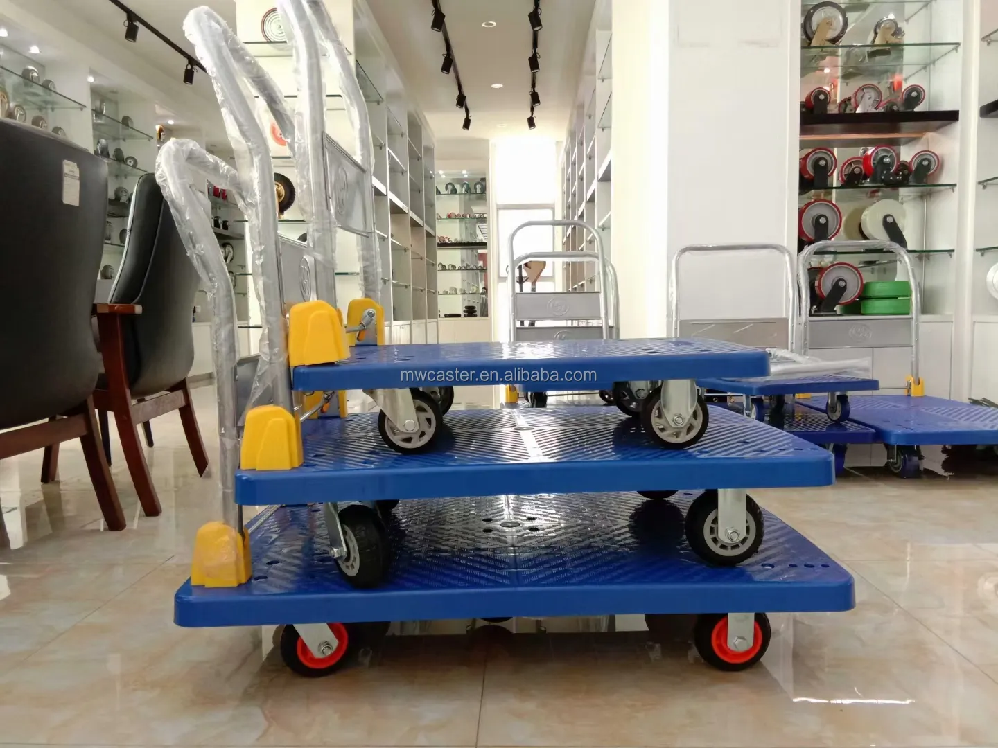 MW Trolley Manufactory 500/600kg Handtruck Hand Cart Industrial Plastic Foldable Platform Trolley