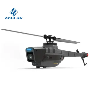 Helikopter RC C128 4CH Model Kontrol Radio Baling-Baling Tunggal Aileron Mini Black Bee 1080P HD Aileron Kurang Fotografi Udara