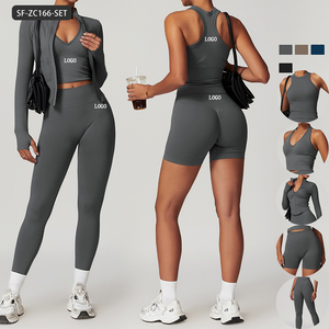 Set <span class=keywords><strong>da</strong></span> Yoga <span class=keywords><strong>da</strong></span> 5 Pezzi Senza Cuciture con Pantaloncini, Reggiseno Sportivo, Canotta <span class=keywords><strong>da</strong></span> Allenamento, Giacca con Cerniera, Abbigliamento <span class=keywords><strong>da</strong></span> Donna, Leggings a Vita Alta, Tuta <span class=keywords><strong>da</strong></span> <span class=keywords><strong>Palestra</strong></span> e Fitness - Product Image 1