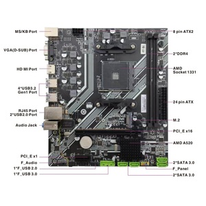 A520 a520m M.2 Bo mạch chủ cho máy tính để bàn máy tính AM4 ổ cắm 1331 PC Mainboard cho AMD 3rd Gen 1000-5000 Series - Product Image 3