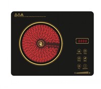 Kompor listrik jenis atas meja keramik, kompor listrik kaca Satin dalam kontrol Sensor sentuh hitam, kompor tanam Timer