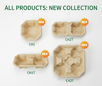 Plateau porte-gobelets en pulpe de bambou écologique, support de boissons en fibre moulée de qualité alimentaire pour restaurants, cafés, livraison et vente à emporter