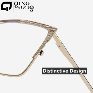 Ánh sáng màu xanh nhỏ mắt mèo không đều màu nâu hợp kim vàng montures de verre y tế quang toa cận thị kính ưa thích khung - Product Image 4