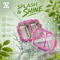 Boîte à lunch Zhenneng 800 ml, 2 compartiments, étanche, en PP de qualité alimentaire, avec joint en silicone, doublure intérieure en acier 304
