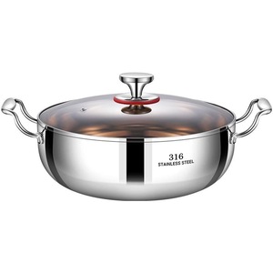 Olla <span class=keywords><strong>de</strong></span> Acero Inoxidable para Hot Pot, Olla <span class=keywords><strong>de</strong></span> Sopa <span class=keywords><strong>de</strong></span> Triple Fondo Extra Grueso, <span class=keywords><strong>Vaporera</strong></span> <span class=keywords><strong>con</strong></span> <span class=keywords><strong>Tapa</strong></span> <span class=keywords><strong>de</strong></span> <span class=keywords><strong>Vidrio</strong></span>, Grande - Product Image 6