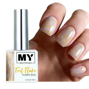 MyBeautyNails Hot Selling Customized Bottle Glitter Color Base For Nails Uv Led Gel Nail Polish Foil Flake Rubber Base