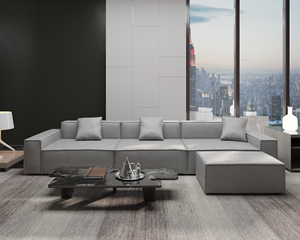 أريكة فاخرة خفيفة الوزن، تصميم معياري مربع، أرائك جلدية للعائلة بأسلوب بسيط - Product Image 1