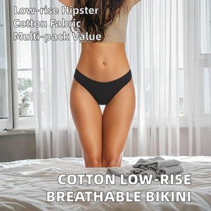 Braguitas de Bikini Transpirables de Cintura Baja de Algodón y Elastano Tejido Sólido para Mujer, Estilo Hipster, Atractivas y Sensuales - Product Image 2