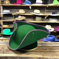 Pittsburgh pirata Cosplay fieltro Tricorn sombrero en negro azul verde para hombres mujeres Año Nuevo disfraz de Halloween Acción de Gracias gorras a granel