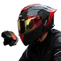 Casque de moto intégral certifié 3C DOT, aspect fibre de carbone, visière relevable, coque ventilée - XL pour unisexe toutes saisons électrique