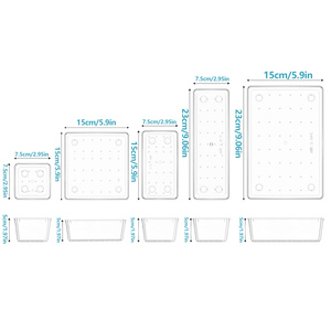 Ensemble de 44 boîtes de <span class=keywords><strong>rangement</strong></span> multifonctionnelles pour <span class=keywords><strong>tiroirs</strong></span>, <span class=keywords><strong>5</strong></span> tailles, pour salle de bain, comptoir et bureau - Product Image 3