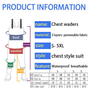 Cuissardes de pêche à la mouche vêtements salopette de poitrine Portable vêtements imperméables pour hommes pantalons de pataugeoire respirant bas pied - Product Image 5