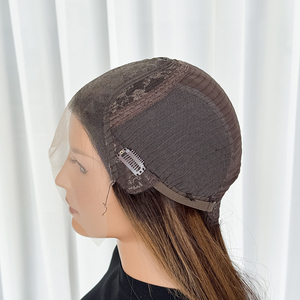 Perruque en cheveux humains russes, brun foncé balayage, avec dentelle naturelle, perruque médicale, ligne de cheveux invisible, vente en gros - Product Image 6