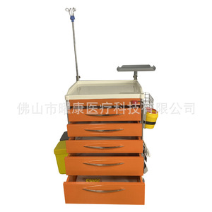Chariot d'urgence Yao Kang YK-ET007 Orange en ABS, chariot de soins multifonctionnel avec support pour perfusion et 4 roues pivotantes - Product Image 2