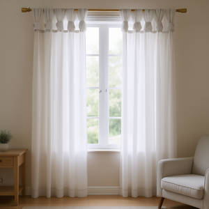 Cortinas de Voile con Lazo Giratorio, Color Sólido, Estilo Moderno, Instalación con Barra, para Sala de Estar, Uso en Todas las Estaciones - Product Image 2