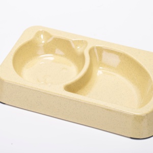 Plat de nourrissage pour animaux de compagnie à double compartiment, base antidérapante en plastique de couleur unie pour chiens, utilisation en intérieur - Product Image 3