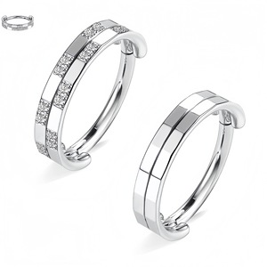 Anneau de nez en acier inoxydable avec incrustation de zircon, design géométrique, fermeture à ouverture, bijoux de piercing pour femmes, cadeau - Product Image 1