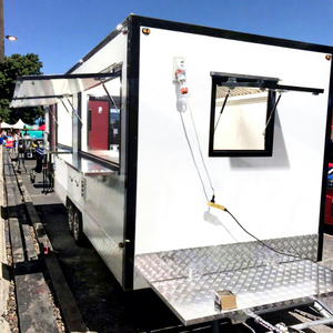 白いモバイルスクエアフードトレーラー、ステンレス製多機能キッチンカート、スナックフードやフライドチキン用のフライヤーオーブン - Product Image 1