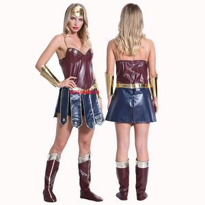 Ecowalson Film Wonder Girl Diana kostum Cosplay Halloween wanita korset pesta gaun Boot penutup kepala aksesoris - Product Image 1