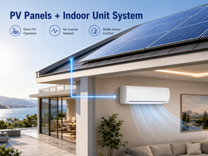 เครื่องปรับอากาศพลังงานแสงอาทิตย์ 9000 BTU รุ่นขายดี ใช้ไฟตรง DC 48V ไม่ต้องแยกส่วน ระบบทำความเย็น/ทำความร้อน สำหรับใช้ในครัวเรือน - Product Image 3