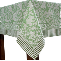 Nappe rectangulaire en coton à motif floral pour extérieur, blanche, pour mariage, impression indienne, style ferme