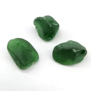 Green glass block tumbled frosted sea glass for landscaping