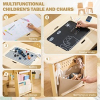 Ensemble table et chaises en bois pour enfants, table d'activités pour tout-petits avec plateau double face, bureau d'art et d'artisanat pour dessiner, jouer, lire
