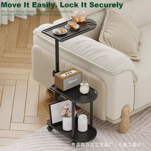 Three Tier <b>Storage</b> <b>Cart</b> Black Bamboo Material With Caster Wheels For Bedroom Bathroom Organization - Product Image 4